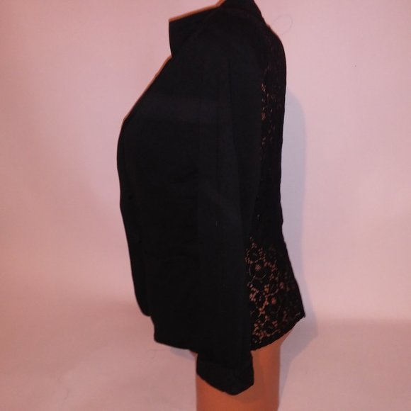 Mod Modele Blazer Jacket XL Black Lace Black Casual Solid Long Sleeve Button Fro - Picture 5 of 8